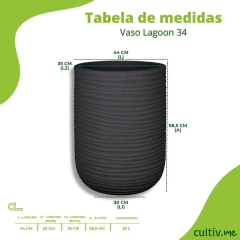 Vaso Lagoon 34 (28L) Cor Chumbo JAPI - comprar online