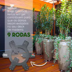 Suporte Alum. Invisível 35cm c/09 Rodas até 360kg TECH PLANT