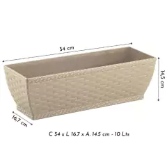 Jardineira Rattan Grande (10L) Cor Palha INJEPLASTEC - Cultiv.me