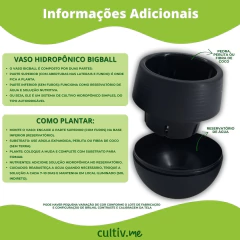 Vaso Hidropônico Bigball Cor Preta ALL GARDEN - loja online