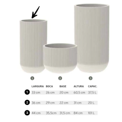 Vaso Fringe Cilíndrico 36 (20L) Cor Off-White JAPI - Cultiv.me