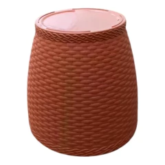 Vaso Rattan Redondo Mini (1,8L) Cor Telha INJEPLASTEC - Cultiv.me