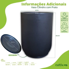 Vaso Cilindro Com Prato (40x53) Cor Carvão OVASO - comprar online