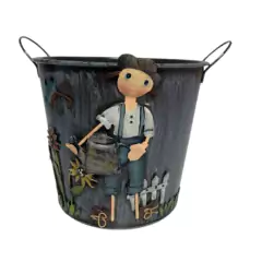Vaso Cachepô Decorativo em Lata com Alça (Menino) TOP GARDEN - comprar online