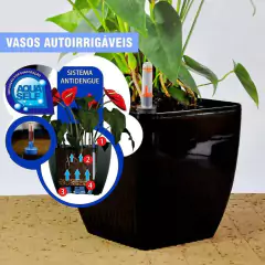 Vaso Autoirrigável Oxford Reservatório (16X16X15) Preto OKLA - Cultiv.me