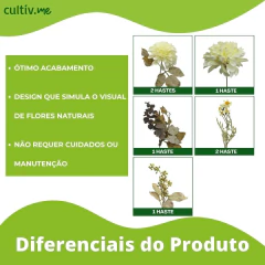 Buquê de Crisântemo Flor Artificial (31cm) Creme SMO - Cultiv.me
