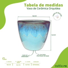 Vaso Cerâmica Esmaltado Orquídea (15) Azul Névoa BURGUINA - comprar online