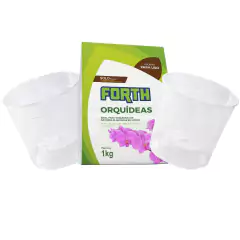 Kit para Orquídeas Média (2 Vasos Transparente + Substrato)