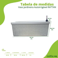 Vaso Jardineira Autoirrigável RATTAN (50x18) Cor Taupe OKLA - comprar online