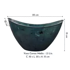Vaso Canoa Stone M (1,5L) Verde Marmorizado INJEPLASTEC na internet