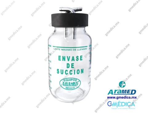 FRASCO DE VIDRIO SUCCIÓN GRADUADO DE 1 LITRO CON TAPA DE HULE, NIPLES Y FLOTADOR 902402 - comprar en línea