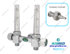 Flujómetro doble para oxígeno 0-15 L.P.M. Conexión ARAMED 982303