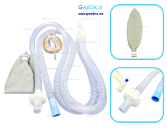 Circuito de Anestesia Adulto con tubo corrugado de 60", Bolsa de 3 litros Desechable