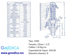 Imagen de Valvula de Seguridad 1/2 Marca Valvulas Cuevas