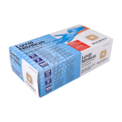 Luva Nitrílica sem Pó Azul tamanho p Descarpack