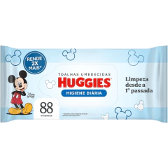 Toalhas Umedecidas Huggies Higiene Diária - Pacote com 88 unidades - 19,2cm x 14,2cm