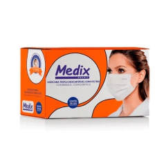 Máscara Descartável Branca com 50 Unidades - Medix