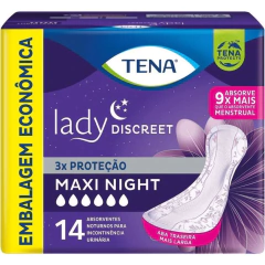 Absorvente Tena Lady Discreet Maxi Night com 14 unidades