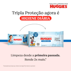 Toalhas Umedecidas Huggies Higiene Diária - Pacote com 88 unidades - 19,2cm x 14,2cm