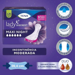 Absorvente Tena Lady Discreet Maxi Night com 14 unidades