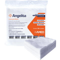 Lenço Para Banho 30cm x 35cm Angelita 65g com 50 unidades - Amed S/A