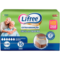 Roupa intima Lifree Fralda-Calça Extra Absorção c/16 unidades tamanho g/xg