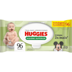 Toalhas Umedecidas Huggies Higiene Superior - Pacote com 96 unidades - 19,5cm x 14,2cm