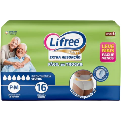 Roupa intima Lifree Fralda-Calça Extra Absorção c/16 unidades tamanho p/m