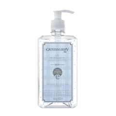 Frasco de álcool em gel higienizante 70% com 500ml da marca Giovanna Baby, destinado à higienização das mãos.