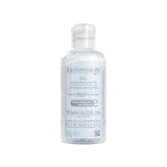 Frasco de álcool em gel higienizante 70% de 60ml da marca Giovanna Baby, destinado à desinfecção das mãos.