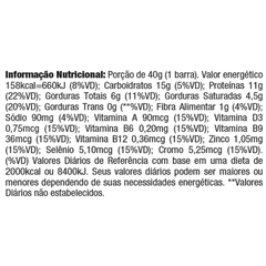 Informação nutricional da barra de proteína Whey Grego da Nutrata, apresentando valores de porção, calorias e nutrientes.