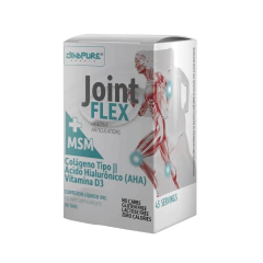 Embalagem do produto Joint Flex da Dynapure Sports, contendo 90 tabletes de colágeno tipo II, ácido hialurônico e vitamina D3.