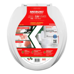 Assento sanitário elevado oval Mebuki, 13,5 cm, ideal para conforto e segurança.