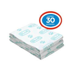 Pacote de tapetes higiênicos Blue Premium para cães com 30 unidades, tamanho 82x60 cm, embalagem azul e vermelha


