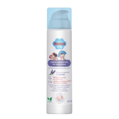 Frasco de creme preventivo de assadura da Turma da Mônica Baby, com 50g e embalagem branca, destacando ingredientes como óxido de zinco e óleo essencial de lavanda.