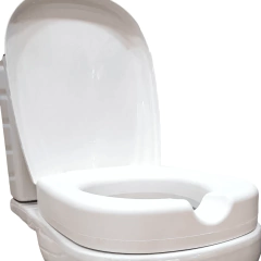 Assento sanitário elevado retangular com tampa de 7,5 cm da marca Mebuki, ideal para pessoas com mobilidade reduzida, idosos e gestantes