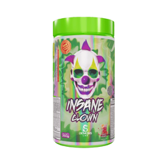 Pote de 350g do pré-treino Insane Clown da Demons Lab, com embalagem vibrante e design de palhaço.