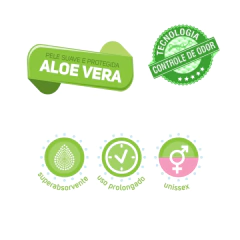 Logotipo do Confort Master destacando benefícios das fraldas geriátricas, incluindo aloe vera, controle de odor, superabsorção, uso prolongado e design unissex.