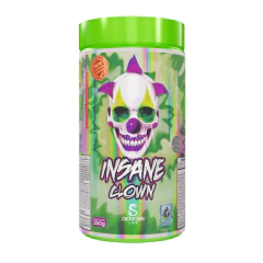 Pote de 350g do pré-treino Insane Clown da Demons Lab, com embalagem vibrante e design de palhaço.
