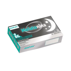 Caixa de Melatonina com B6 da Dynapure Sports, contendo 30 comprimidos sublinguais.