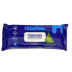 Toalhas Umedecidas Higifral - Pacote com 40 unidades - 25cm x 20cm