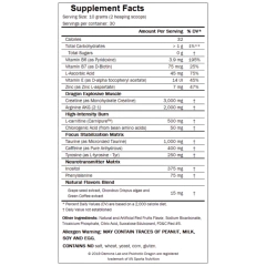 Tabela nutricional do Pré-Treino Psichotic Dragon (300g) da Demons Lab, com informações detalhadas sobre ingredientes e valores nutricionais.