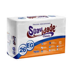 Pacote de fraldas geriátricas Suavidade Classic tamanho EG com 26 unidades da marca Diguinho.