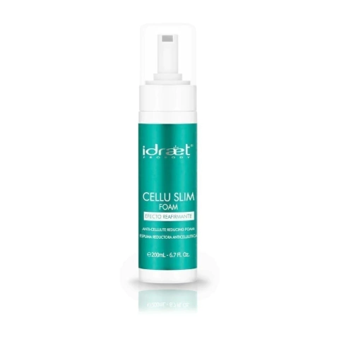 Envase de Espuma Reductora Anticelulítica Idraet Cellu Slim Foam de 200 ml, producto reafirmante para el cuidado corporal y reducción de celulitis.