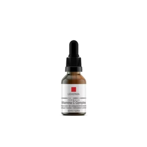 Frasco de suero facial Lidherma Fórmula Vitamina C Complex, ideal para tratamientos antioxidantes y renovadores de la piel.