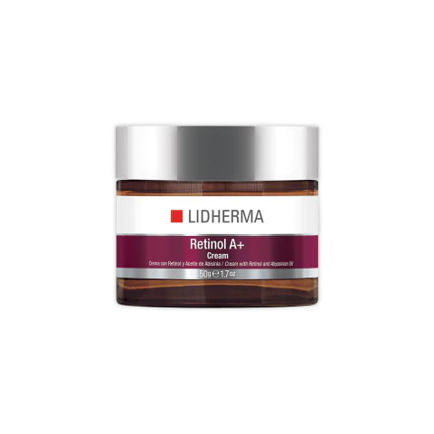 Crema facial Lidherma Retinol A+, tratamiento antiage con retinol y aceite de abisinia para el cuidado de la piel.