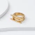 Anel Dourado Linhas 3D em Aço Inoxidável