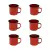 JOGO 6 CANECAS ESMALTADA 8CM VERMELHA XÍCARA CAFÉ FAZENDA