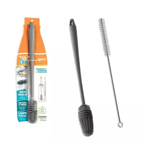 Kit escovas p/ limpar garrafas lavar mamadeiras e canudos