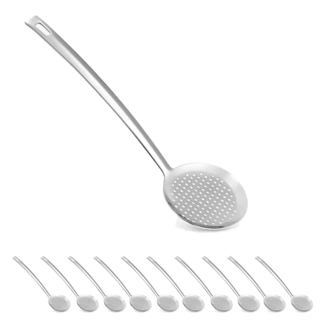 10un Escumadeira em aço inox 37cm cozinha luxo